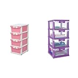 Nilkamal Chester24 Standard Square Size Pink & Nilkamal CHST24 4 Layers Plastic Chests of Drawers Purple