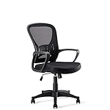 Sunon Office Chairs, Adjustable Lumbar Support Office Chair Computer Chair with Adjustable Seat Height, Mid Back (Black, Fabric & Nylon)
