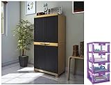 Nilkamal Freedom Mini Medium Plastic Cabinet Brown, 2 Doors & Nilkamal CHST24 4 Layers Plastic Chests of Drawers Purple
