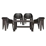 Supreme Futura Set of 4 Plastic Chairs & 1 Vegas Centre Table Combo for Home (Wenge), (Model: FuturaVegasWenge_5), black