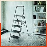 Bathla Boost 5-Step Foldable Steel Ladder for Home with Anti-Slip Steps (Black)