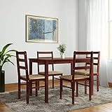 Woodness Winston Solid Wood Upholstered 4 Seater Basic Dining Table Set (Wenge)