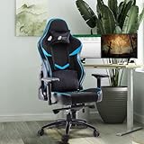 Green Soul Monster Ultimate Series T Multi-Functional Ergonomic Gaming Chair with Premium Spandex & PU Leather Fabric, Adjustable Neck & Lumbar Pillow, 4D Adjustable Armrests & Heavy Duty Metal Base (Black & Blue)