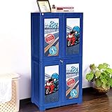 Cello Novelty Big Little Racer Kids Plastic Cupboard with 3 Shelves(Blue)