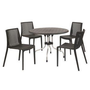 cherry table with oasis chair black